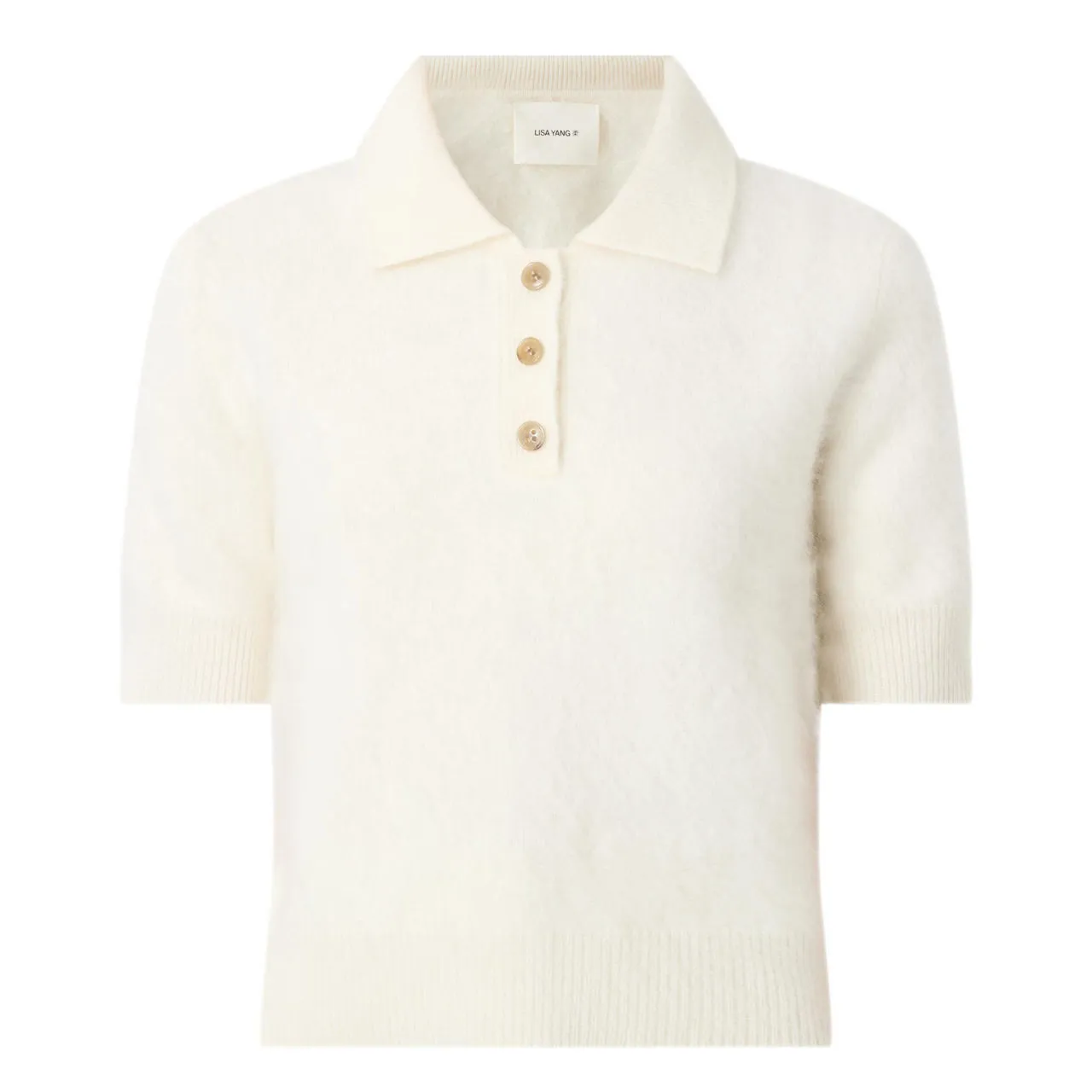 LISA YANG Carolyn Cashmere Polo Sweater - Cream