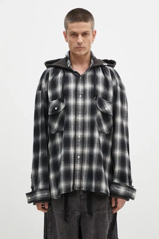 Maison MIHARA YASUHIRO cotton shirt Sweat Hoodie men's black color relaxed with a stand-up collar J13SH182