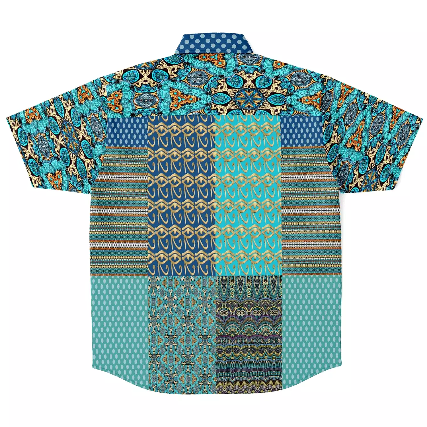 Many Blessings Horus Eye Patchwork Button Down Shirt