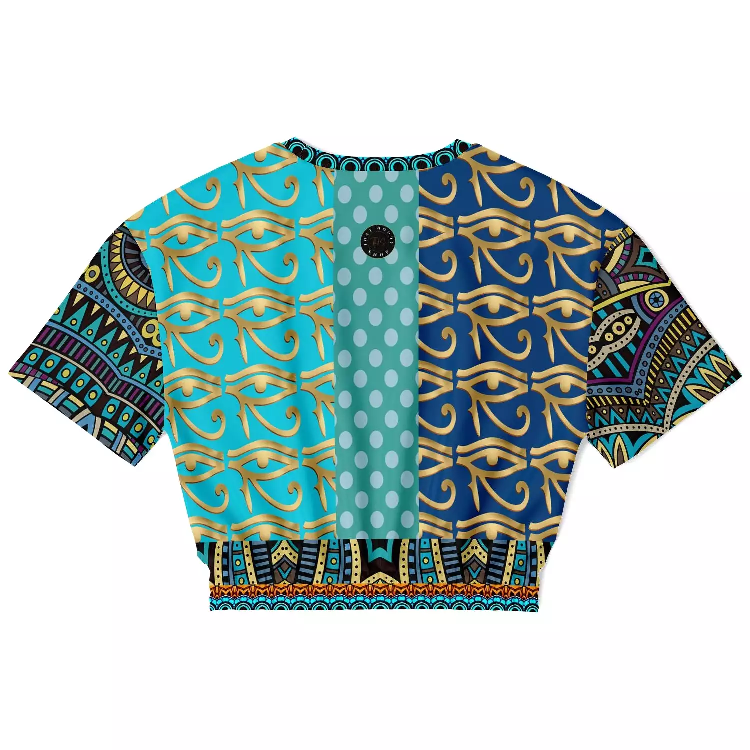 Many Blessings Horus Eye Short Sleeve Cropped Eco-Poly Sweater