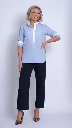 Matilde Blue Shirt With White Trim