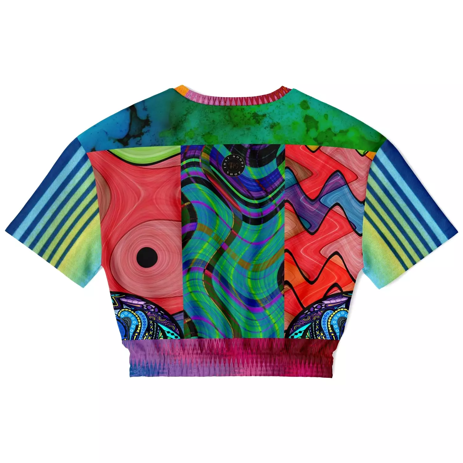 Me So Psychedelic Short Sleeve Cropped Eco-Poly Sweater