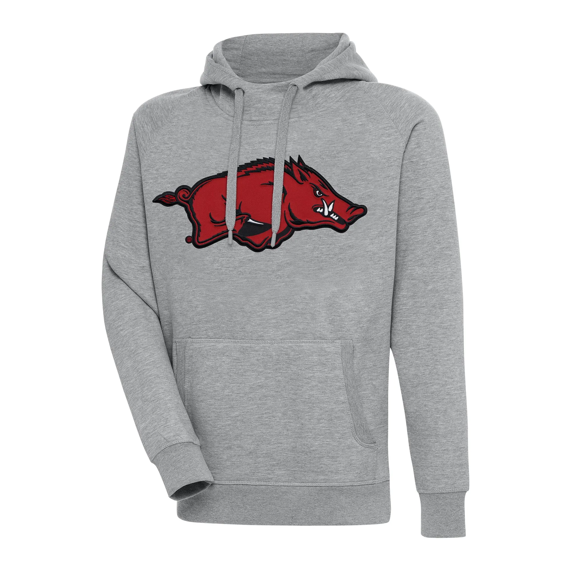 Men's Antigua Heather Gray Arkansas Razorbacks Big & Tall Victory Raglan Pullover Hoodie