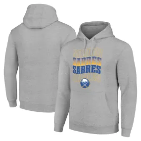 Men's Buffalo Sabres Starter Heather Gray Four Team Name Logo Fleece Pullover Hoodie