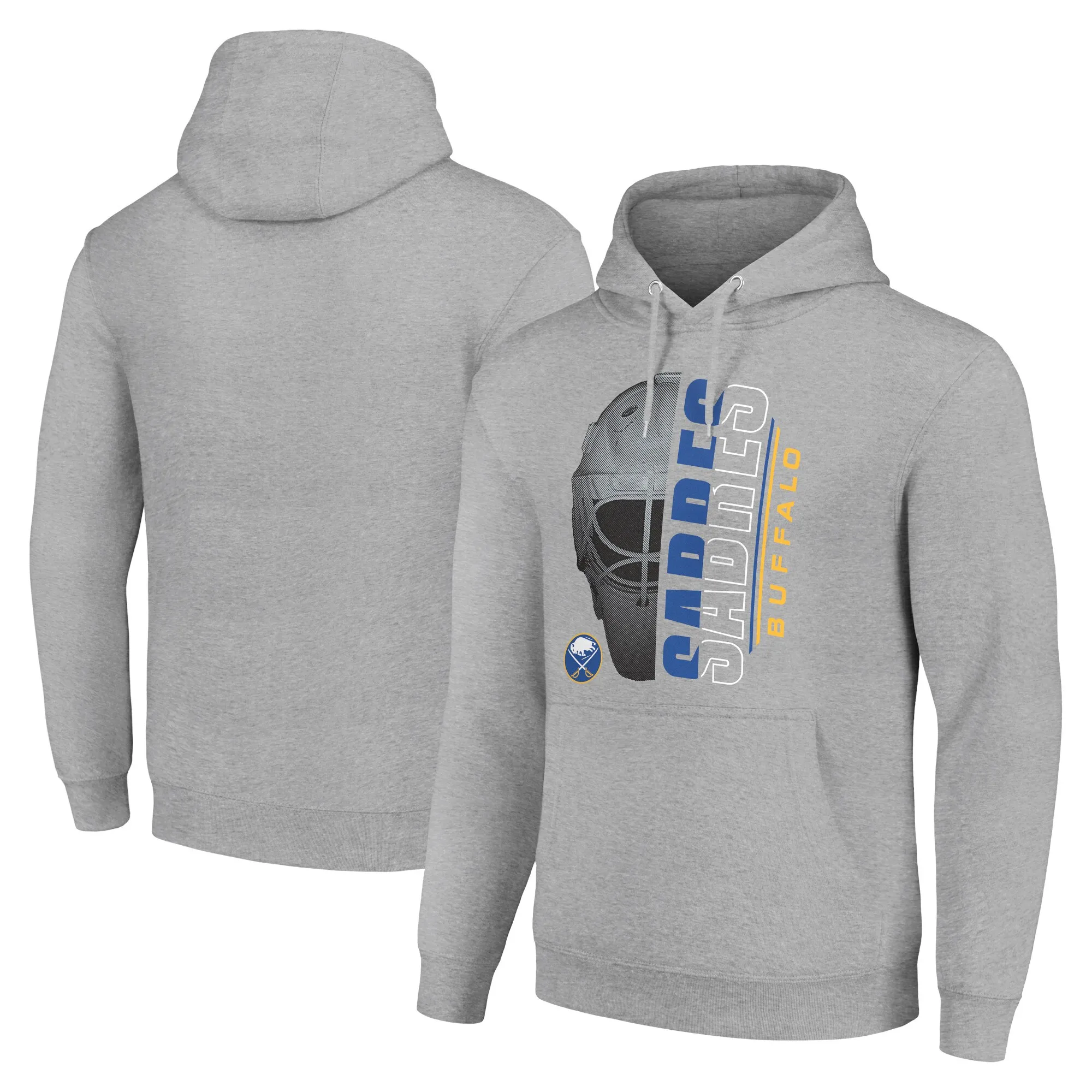 Men's Buffalo Sabres Starter Heather Gray Half Helmet Fleece Pullover Hoodie