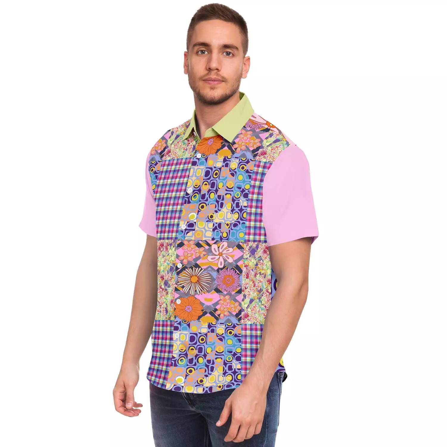 Mercury Retrograde Patchwork Plaid Button Down Shirt