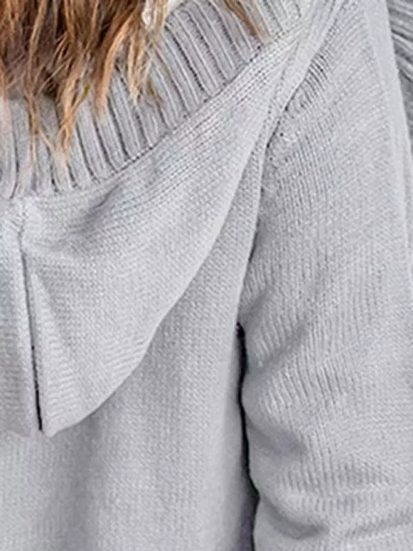 Mid-Length Hooded Cardigan Sweater