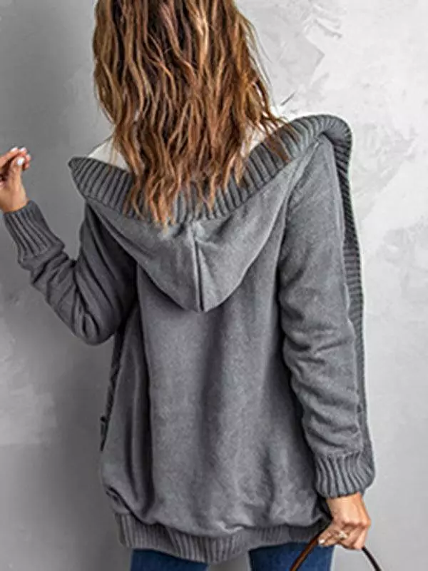 Mid-Length Hooded Cardigan Sweater