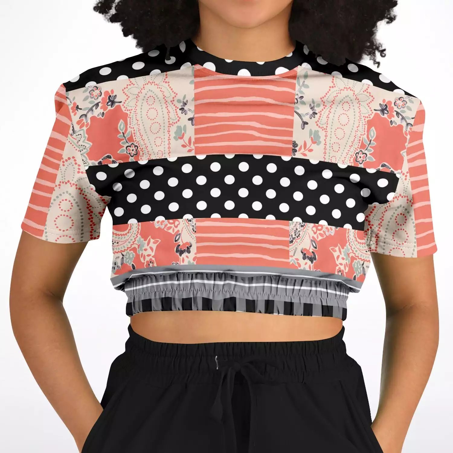 Mint Julep Black Short Sleeve Cropped Eco-Poly Sweater