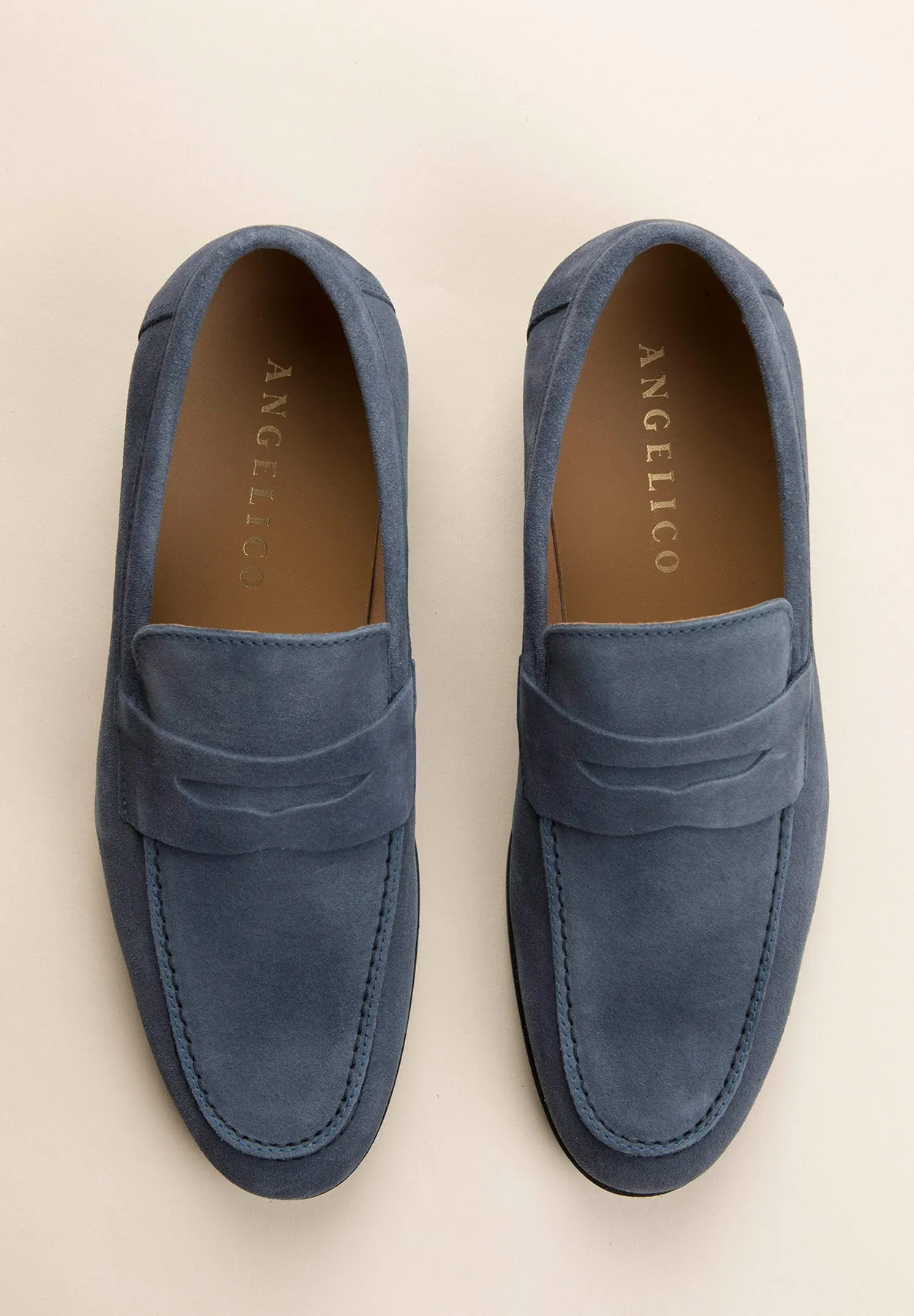 Mocassino blu denim pelle scamosciato