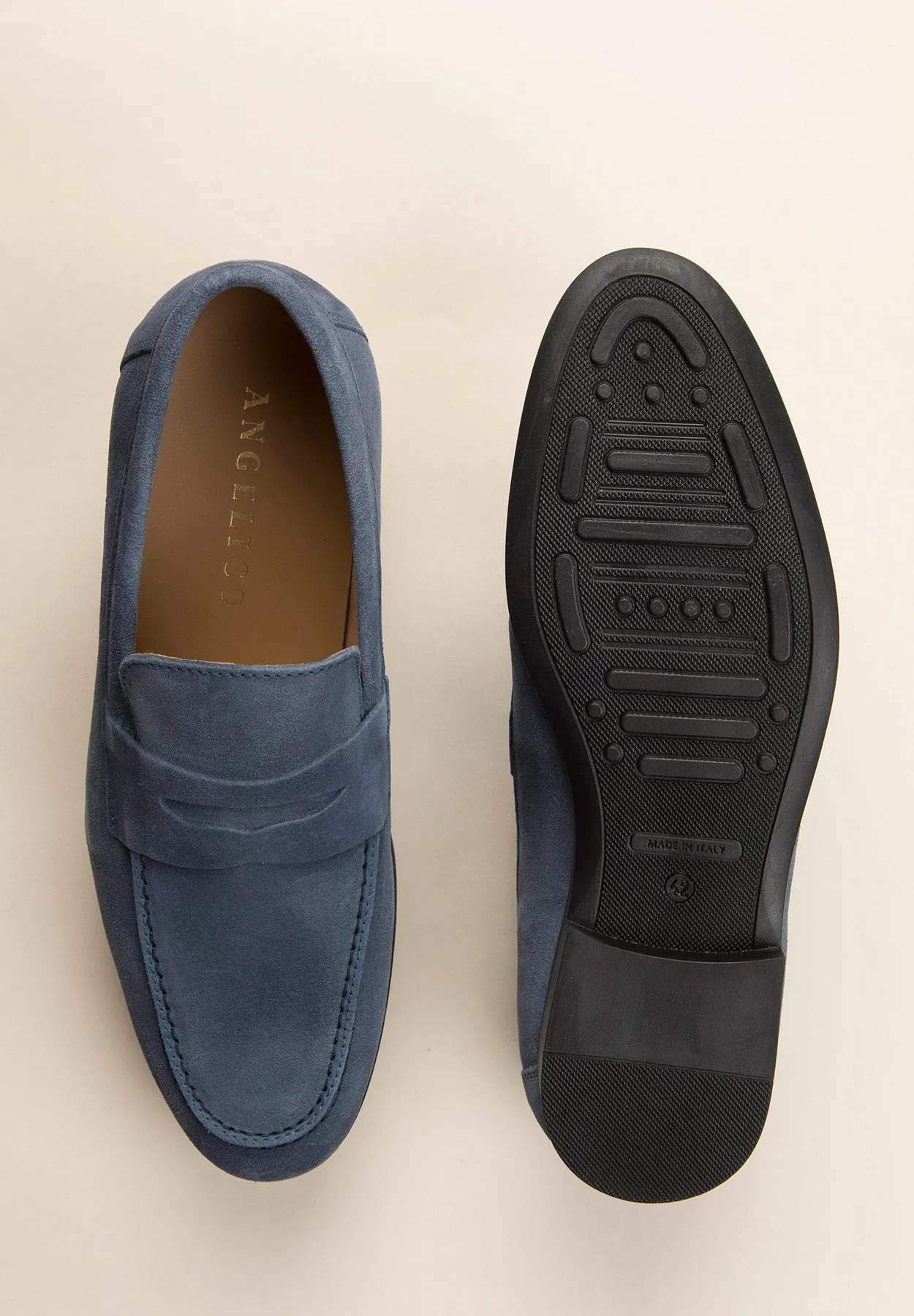 Mocassino blu denim pelle scamosciato