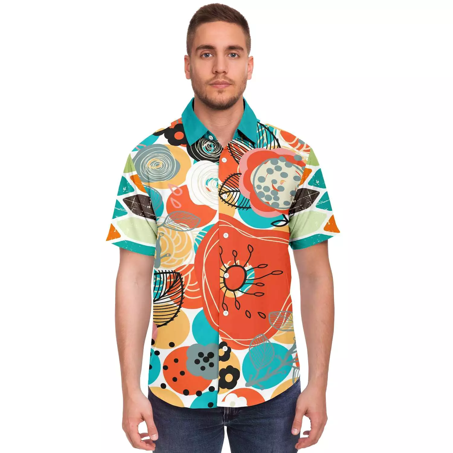 My Geo Life Short Sleeve Button Down Shirt