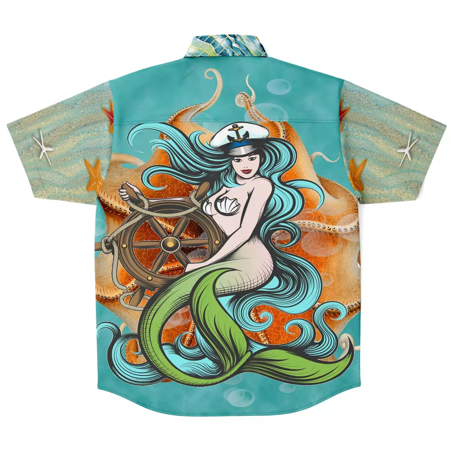 My Little Mermaid Short Sleeve Button Down Shirt