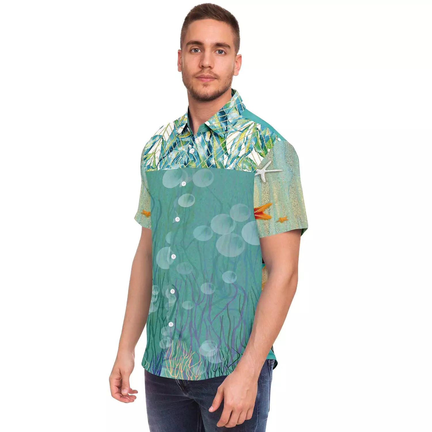 My Little Mermaid Short Sleeve Button Down Shirt