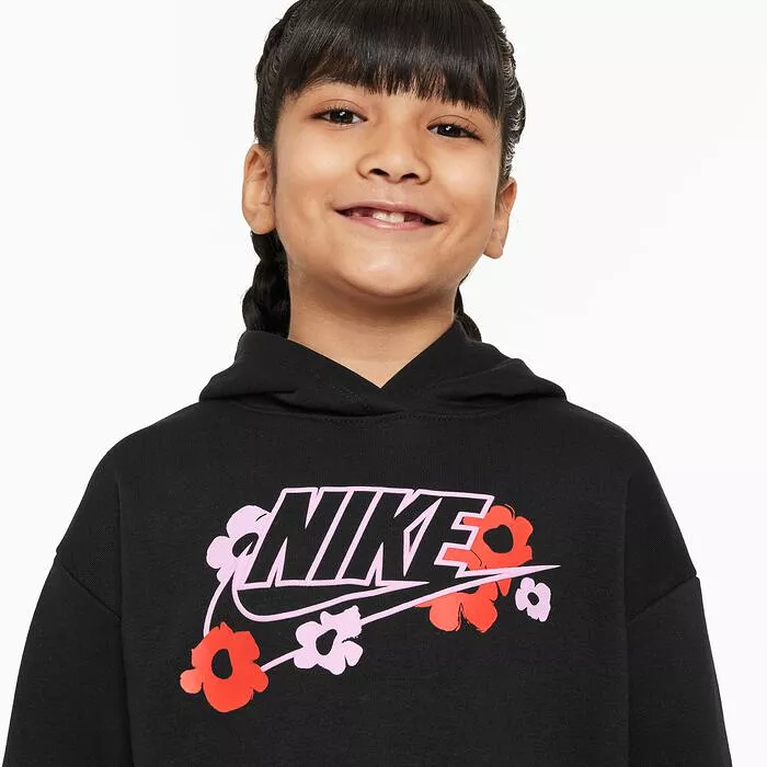 NIKE JUNIOR FLORAL FT BLACK HOODIE