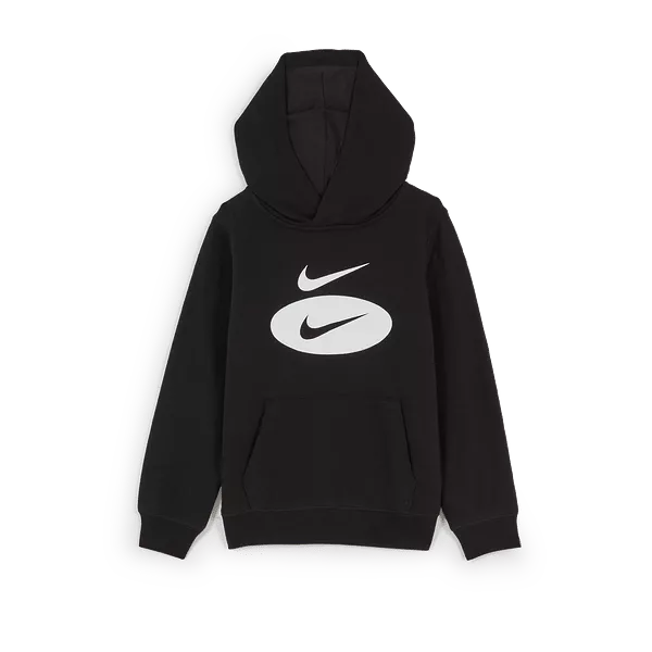 NIKE JUNIOR SWOOSH PULLOVER BLACK HOODIE