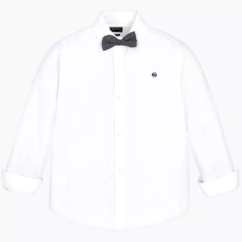 Nukutavake Long Sleeve Slim Fit White Shirt with Bow Tie 6131