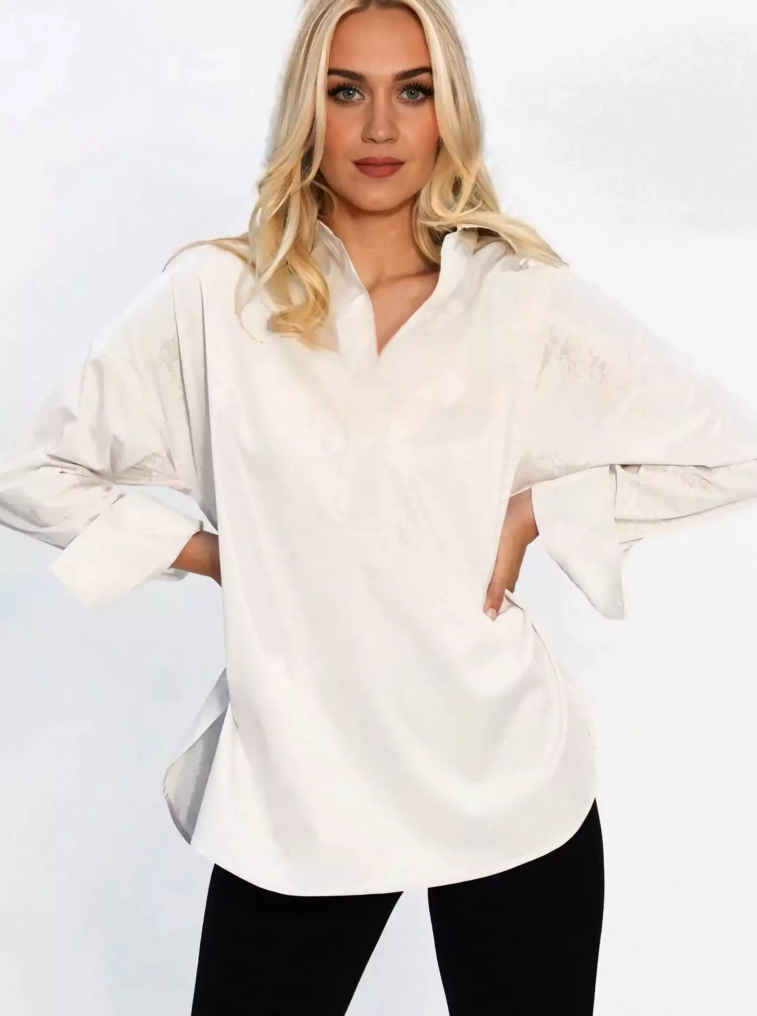 Oversized Organic Cotton Pullover White Shirt - The Murray