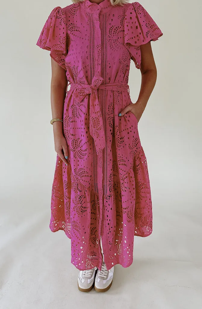 PINK SKIES EMBROIDERED DRESS