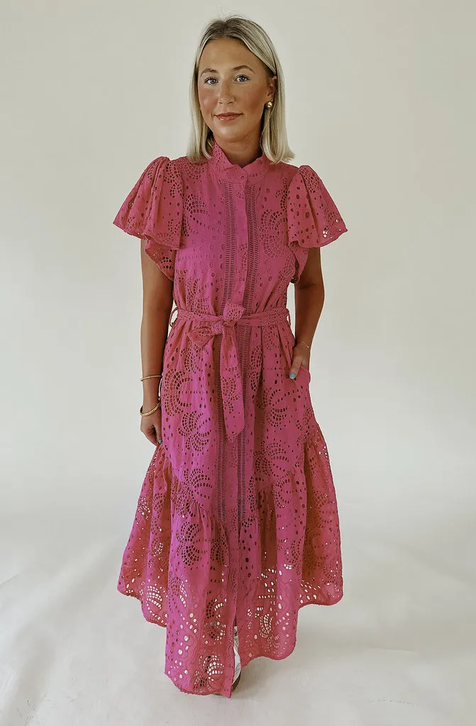 PINK SKIES EMBROIDERED DRESS