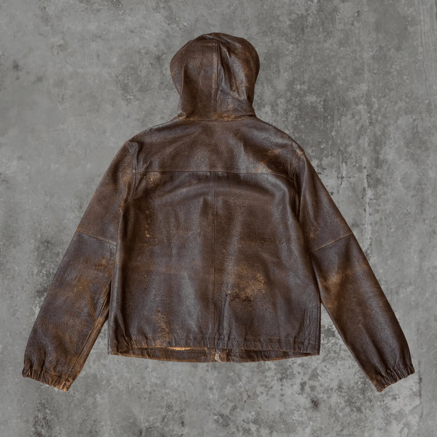 PLEIN SUD LEATHER ZIP UP HOODIE - M