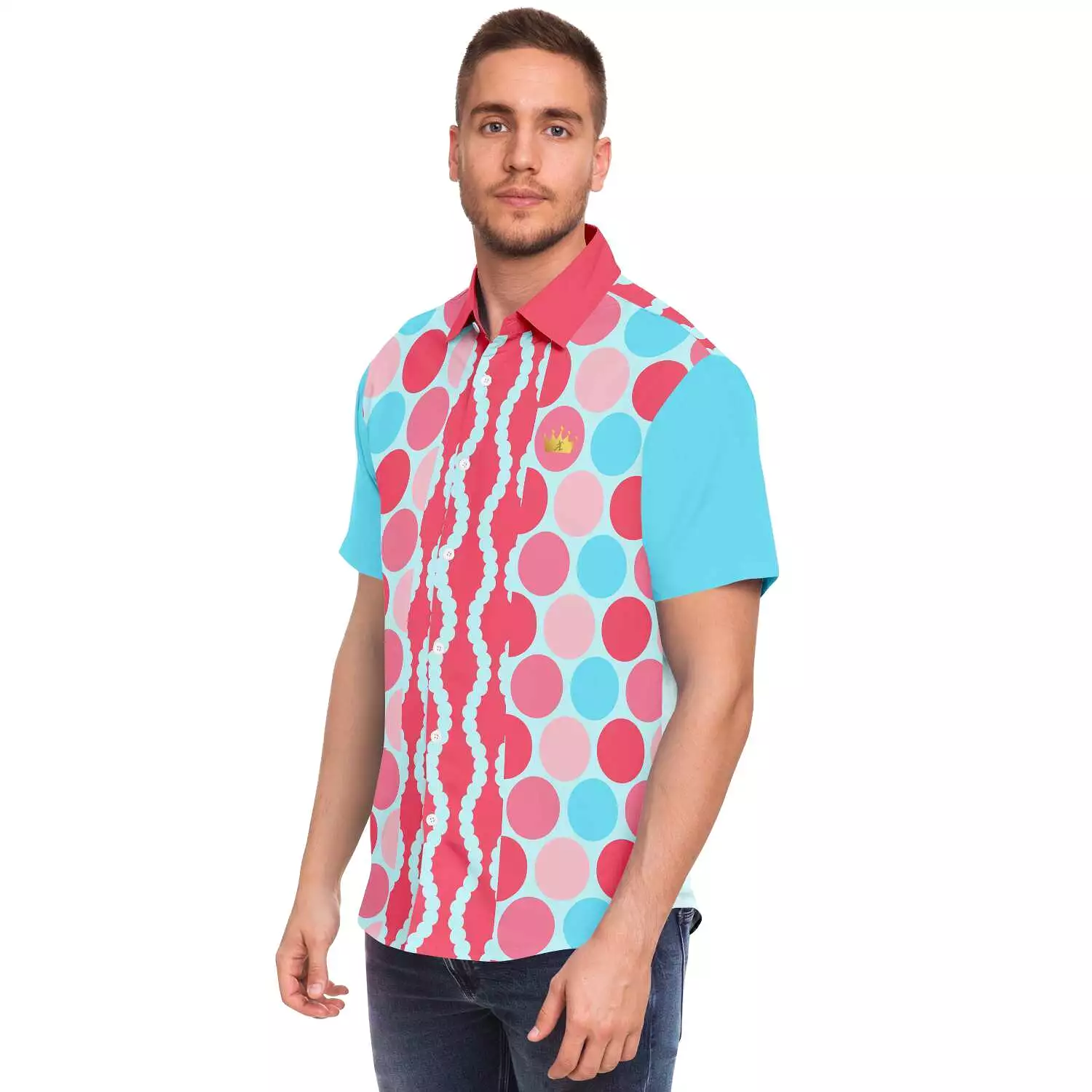 Polka Time Short Sleeve Button Down Shirt