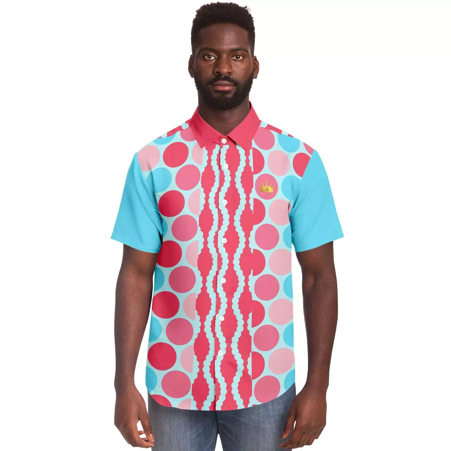 Polka Time Short Sleeve Button Down Shirt