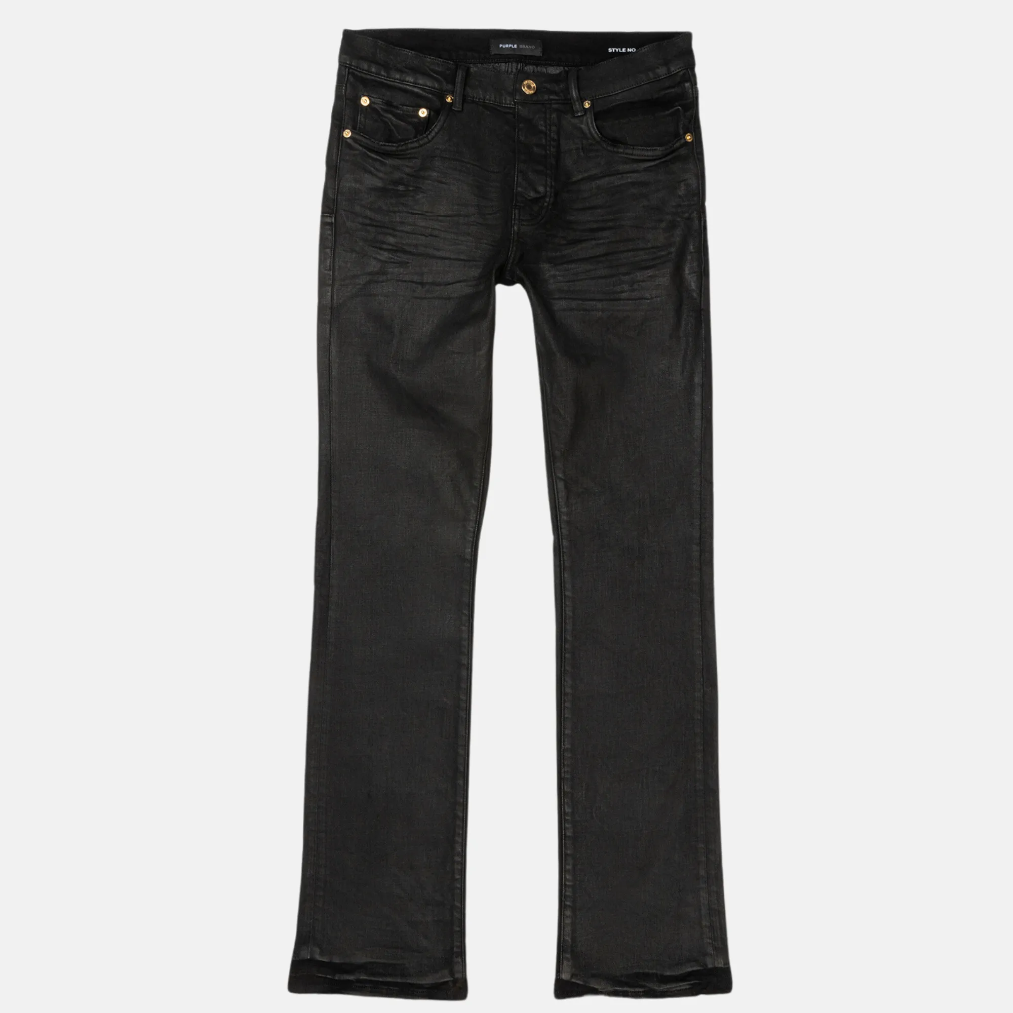 Purple Brand Black Flare Pressed Coated Jeans