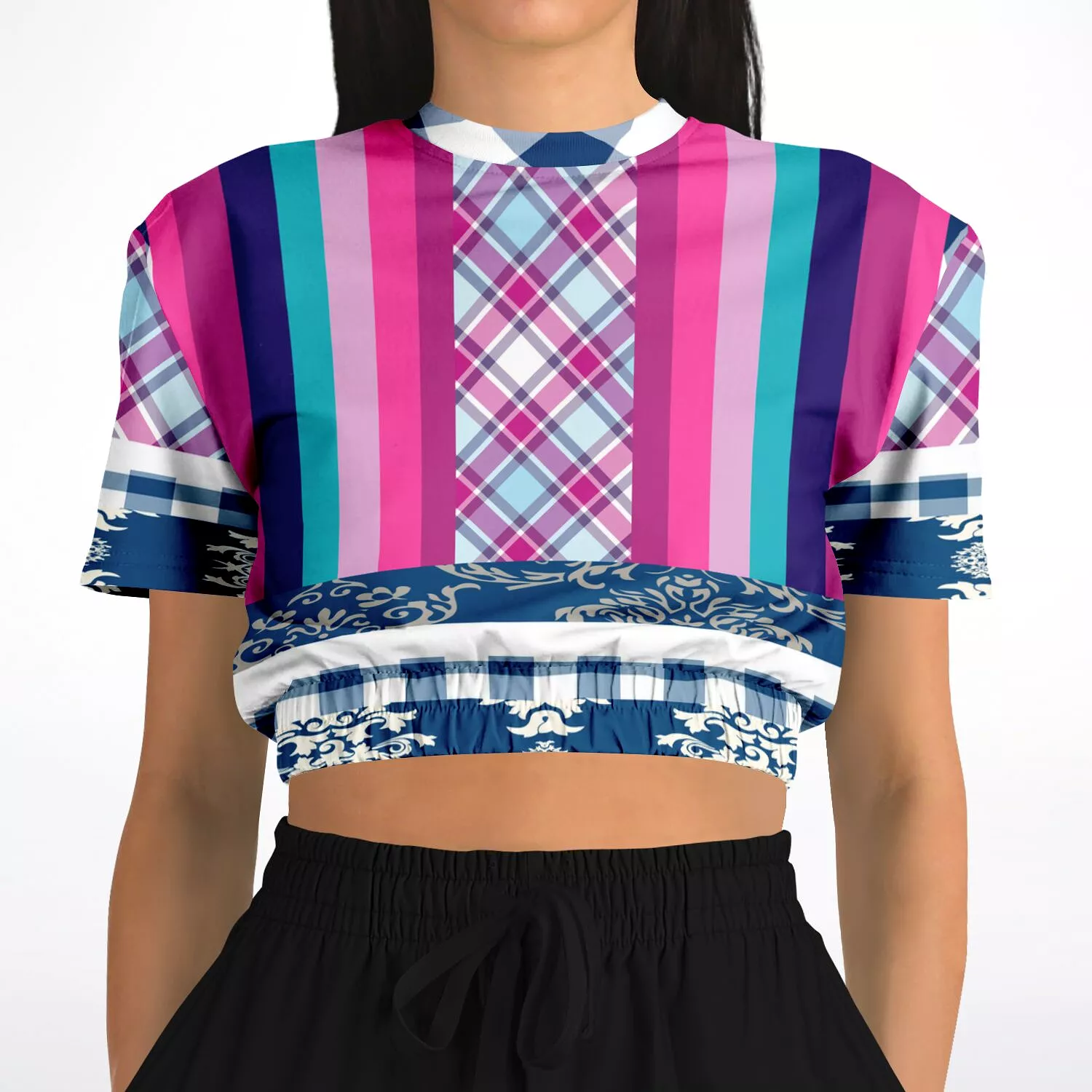 Purple Haze Short Sleeve Cropped Eco-Poly Sweater