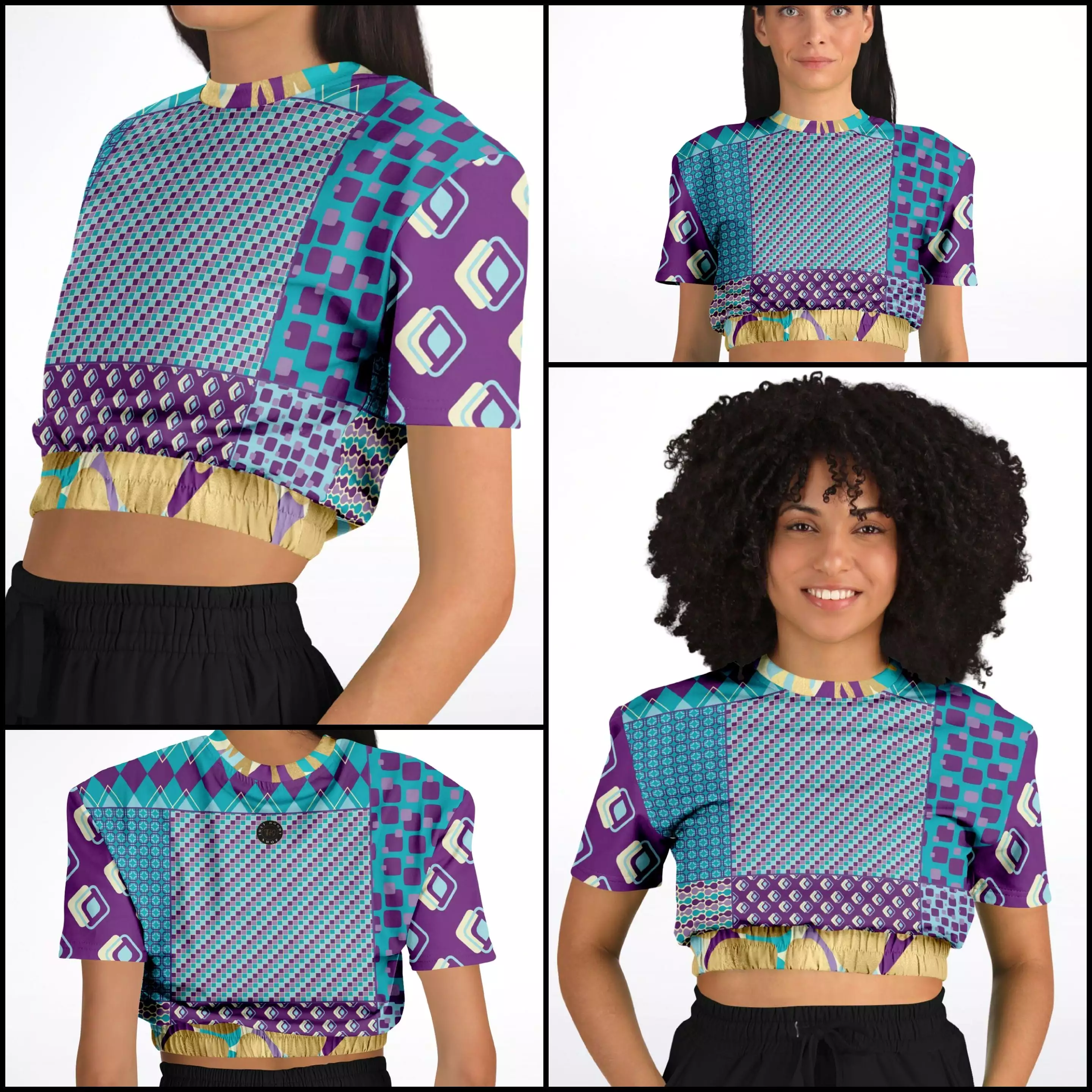 Purple Jetson Short Sleeve Cropped Eco-Poly Sweater