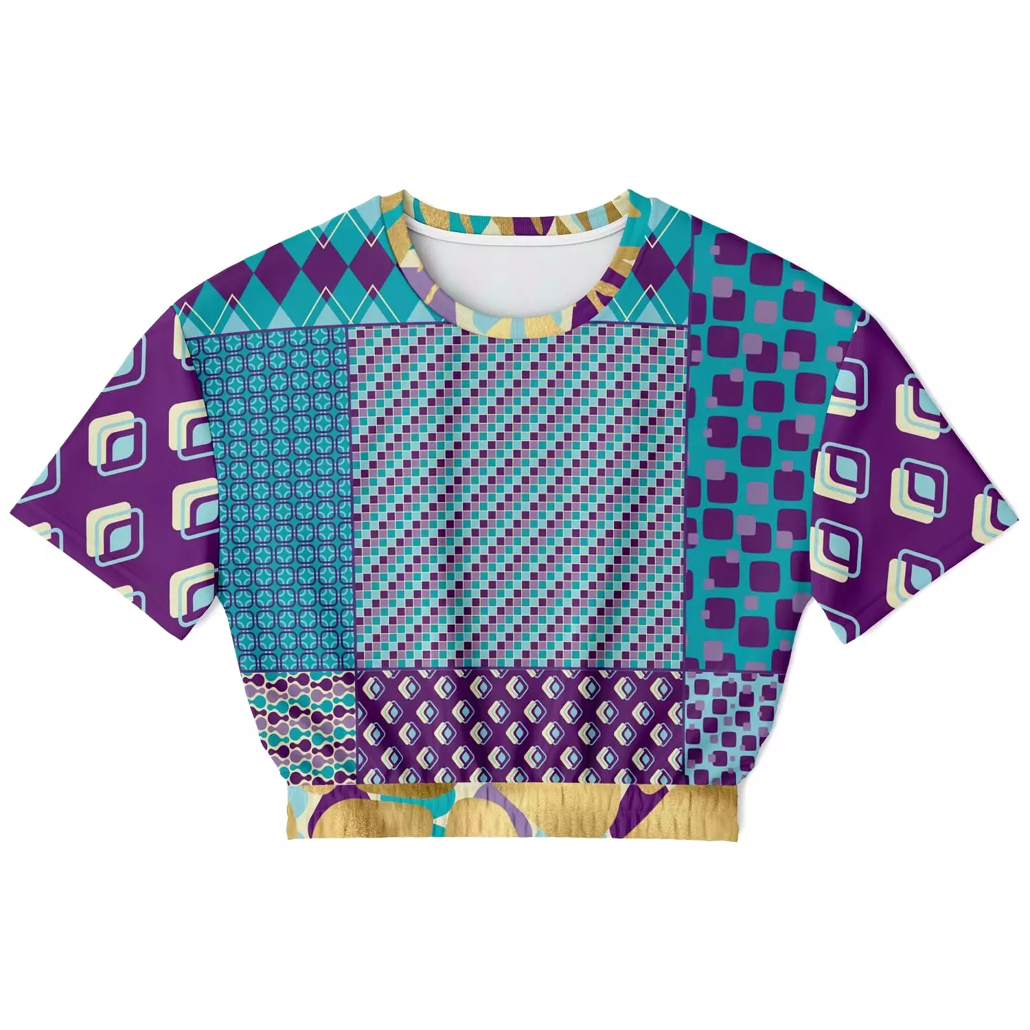 Purple Jetson Short Sleeve Cropped Eco-Poly Sweater