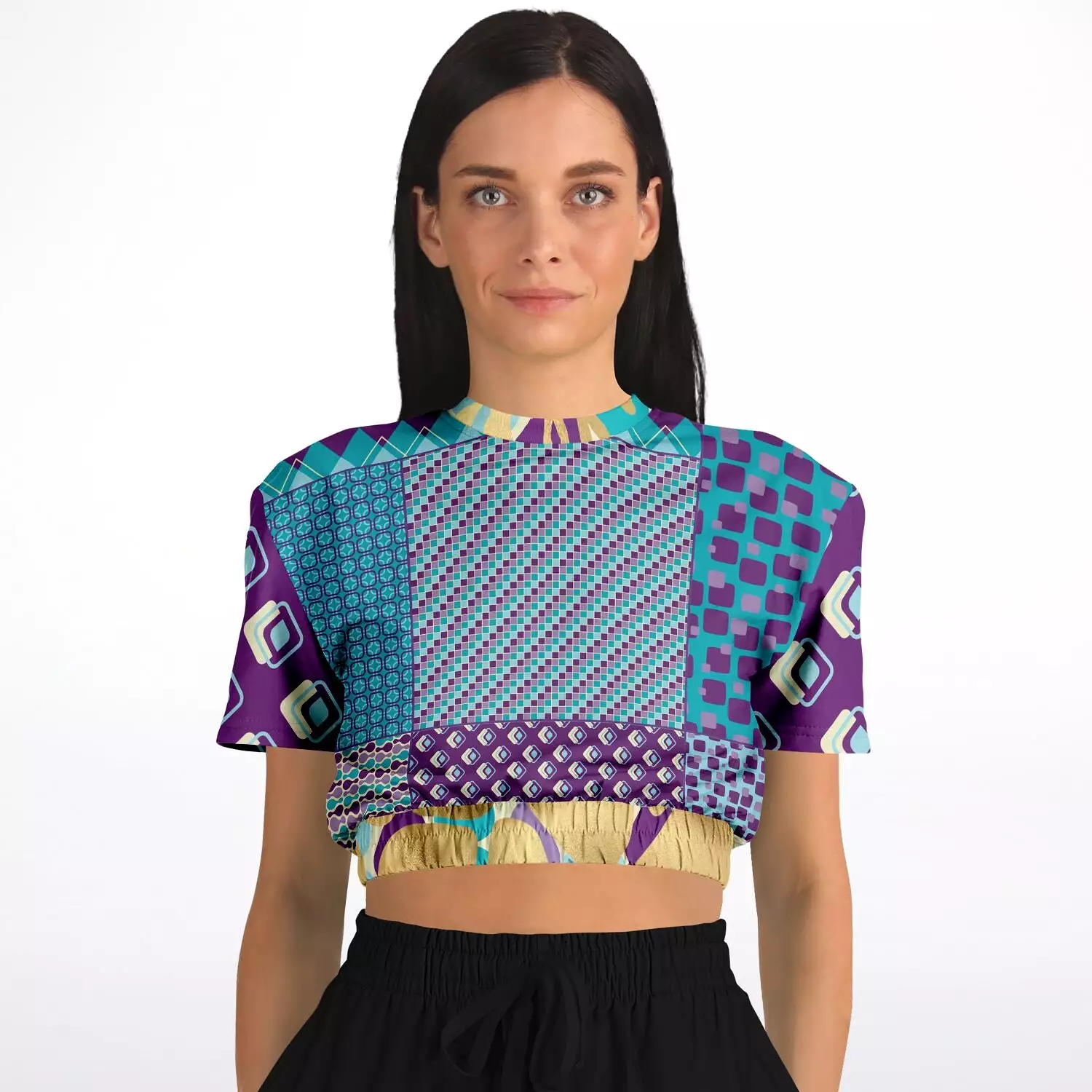 Purple Jetson Short Sleeve Cropped Eco-Poly Sweater