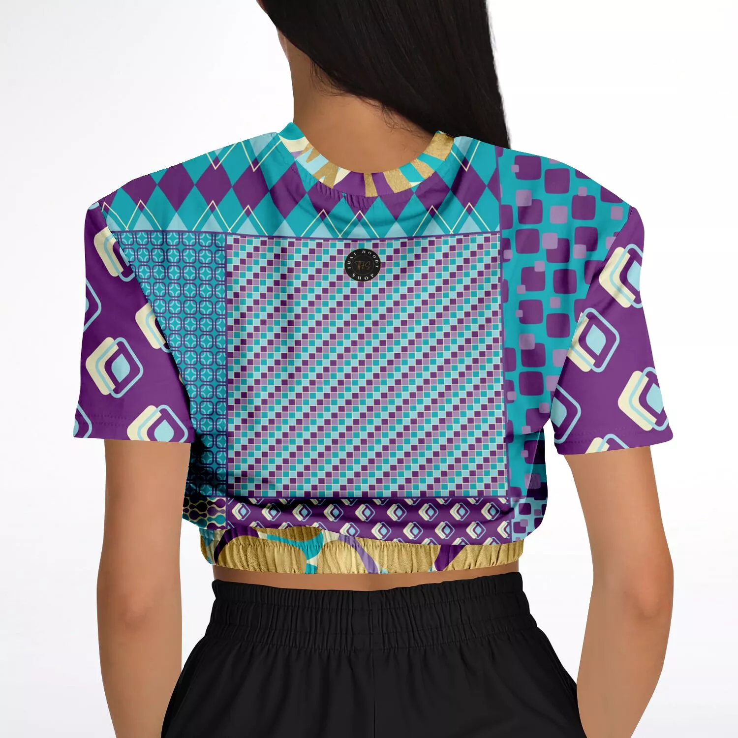 Purple Jetson Short Sleeve Cropped Eco-Poly Sweater