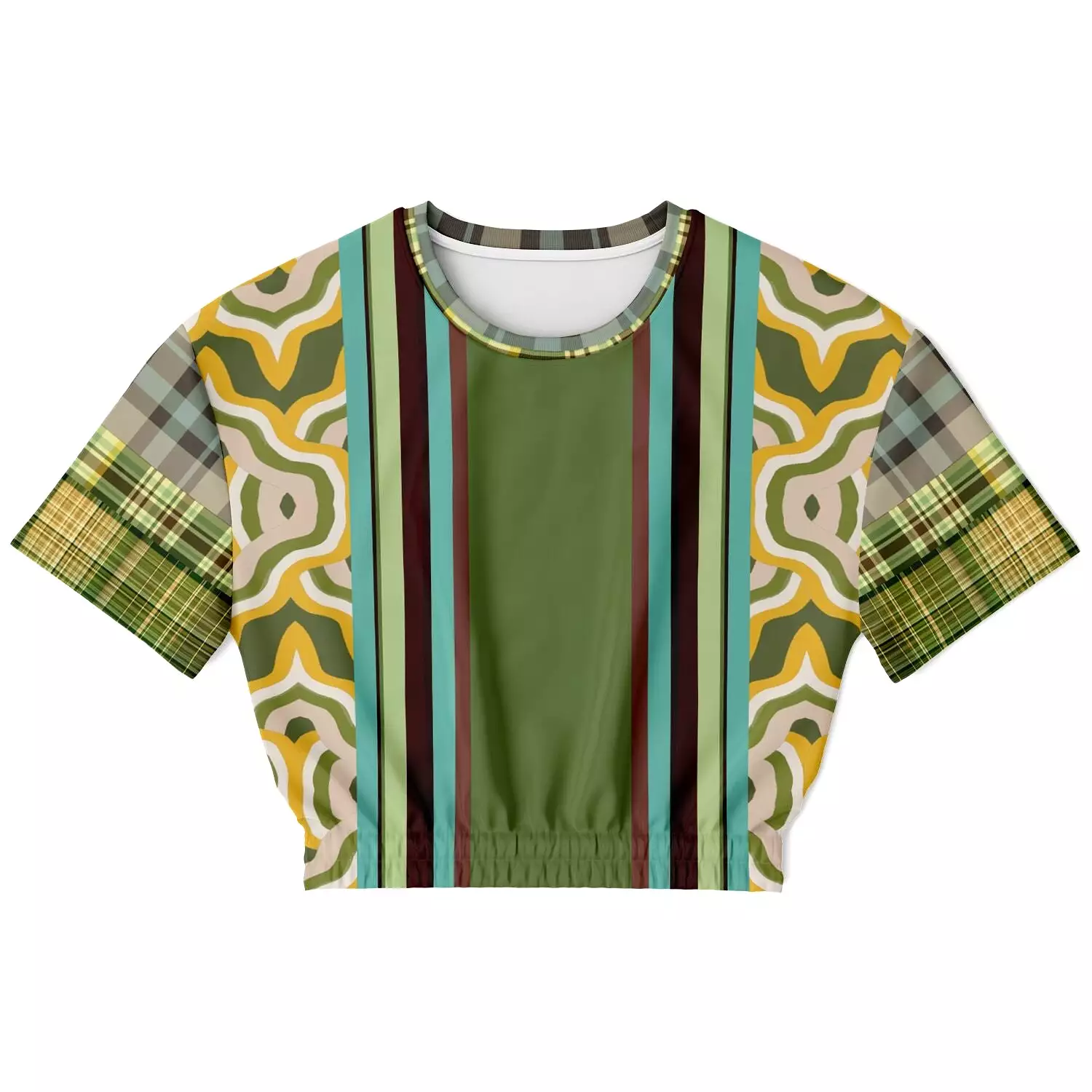 Rolling Green Short Sleeve Cropped Eco-Poly Sweater