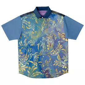 Royal Peacock Short Sleeve Button Down Shirt