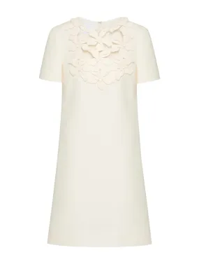 SHORT DRESS IN EMBROIDERED CREPE COUTURE