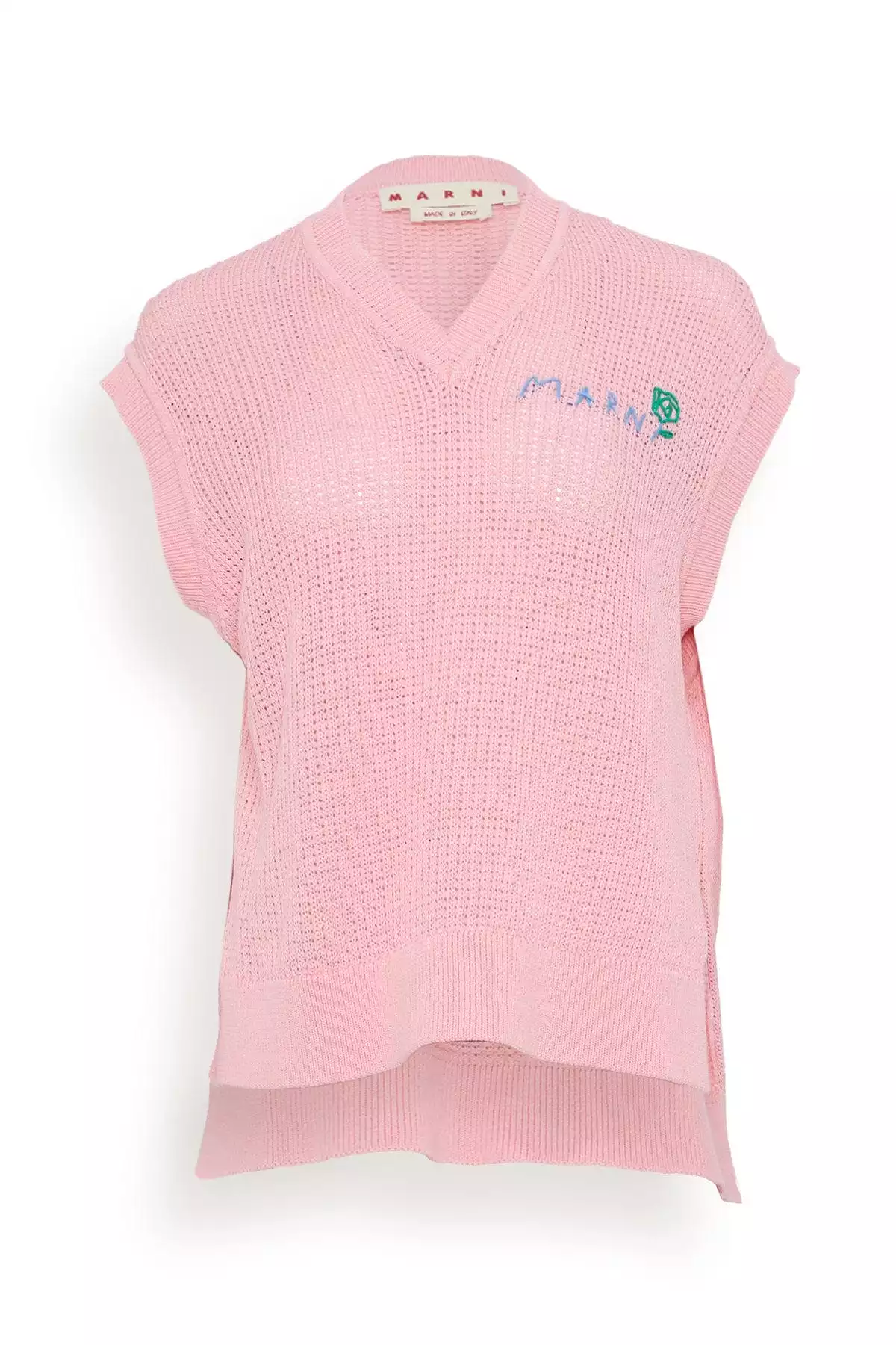 Sleeveless V-Neck Sweater in Pink Gummy