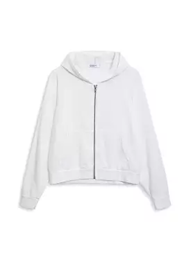 Softest Fleece Cropped Zip-Up Hoodie in White