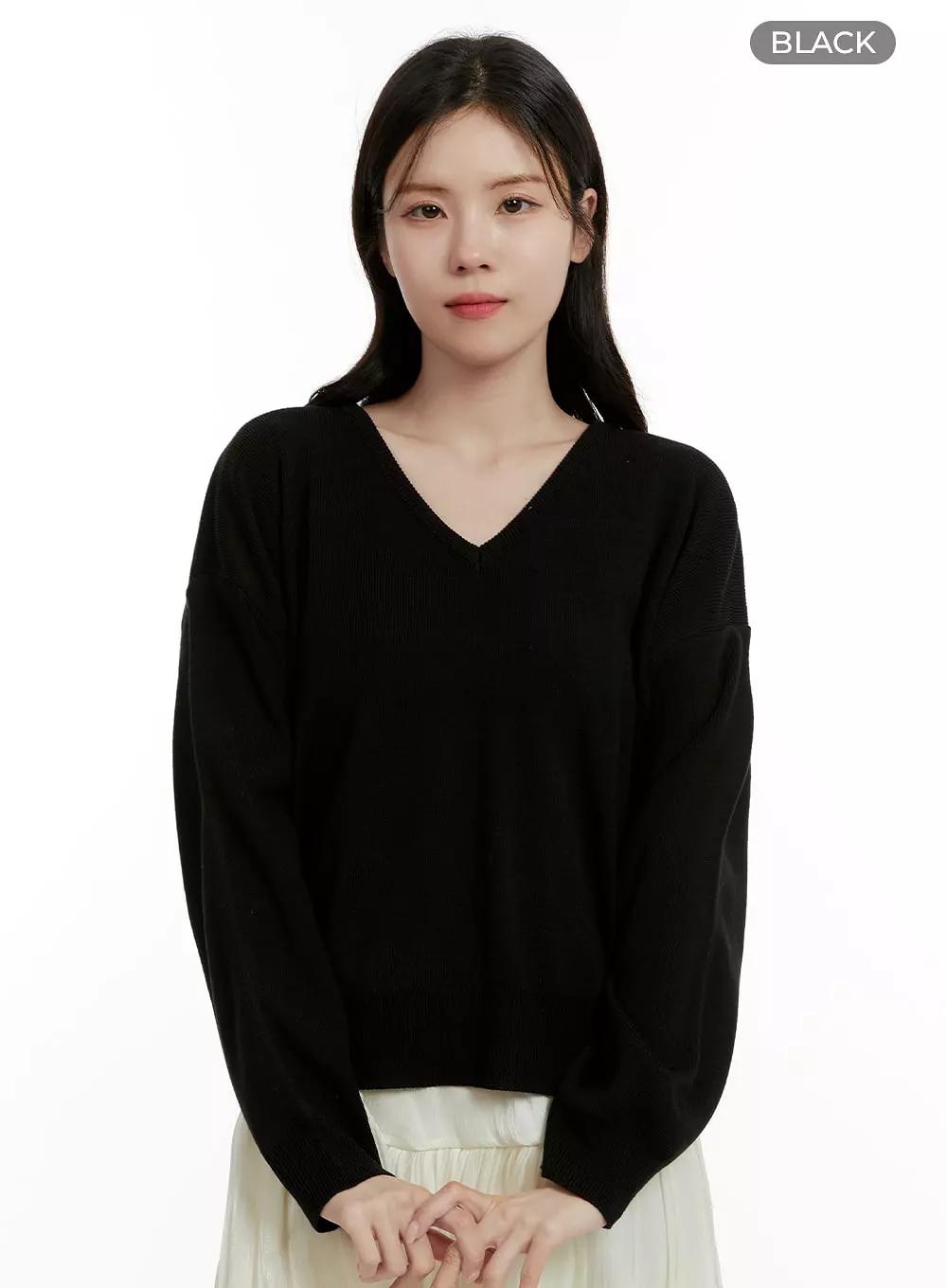 Solid V-Neck Sweater OA405