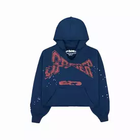 Sp5der 'Cropped' Pullover Hoodie Navy FW22