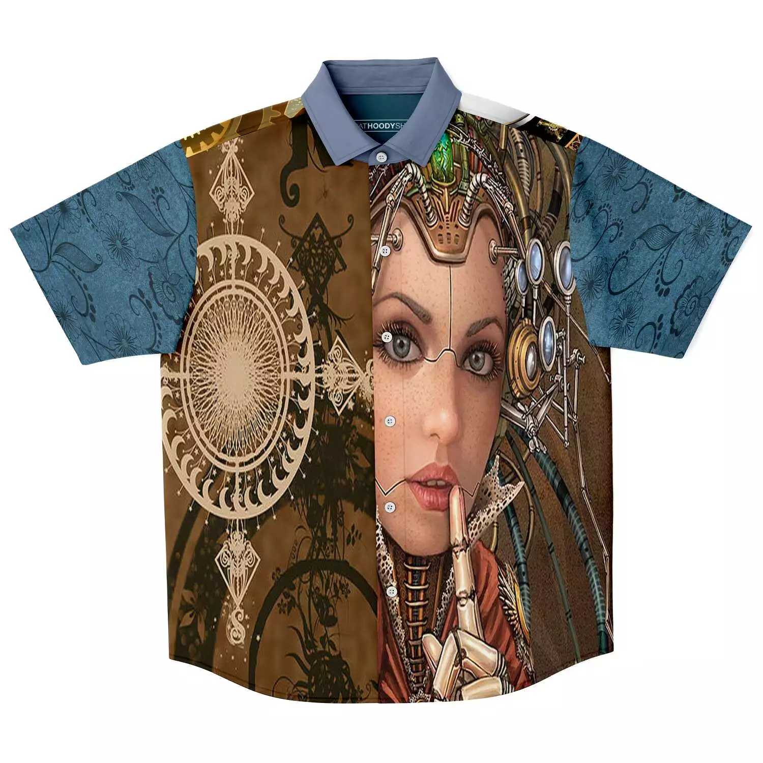 Steampunk Galatica Short Sleeve Button Down Shirt