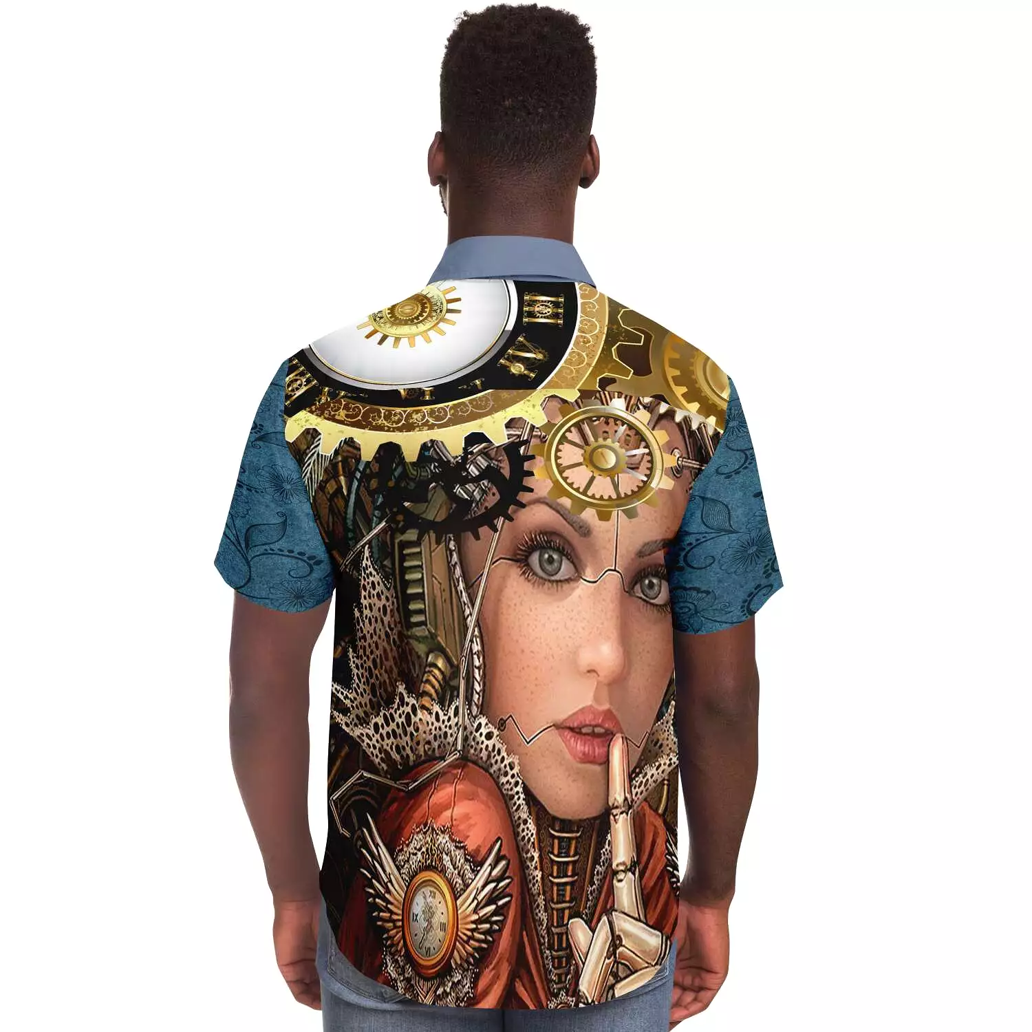 Steampunk Galatica Short Sleeve Button Down Shirt