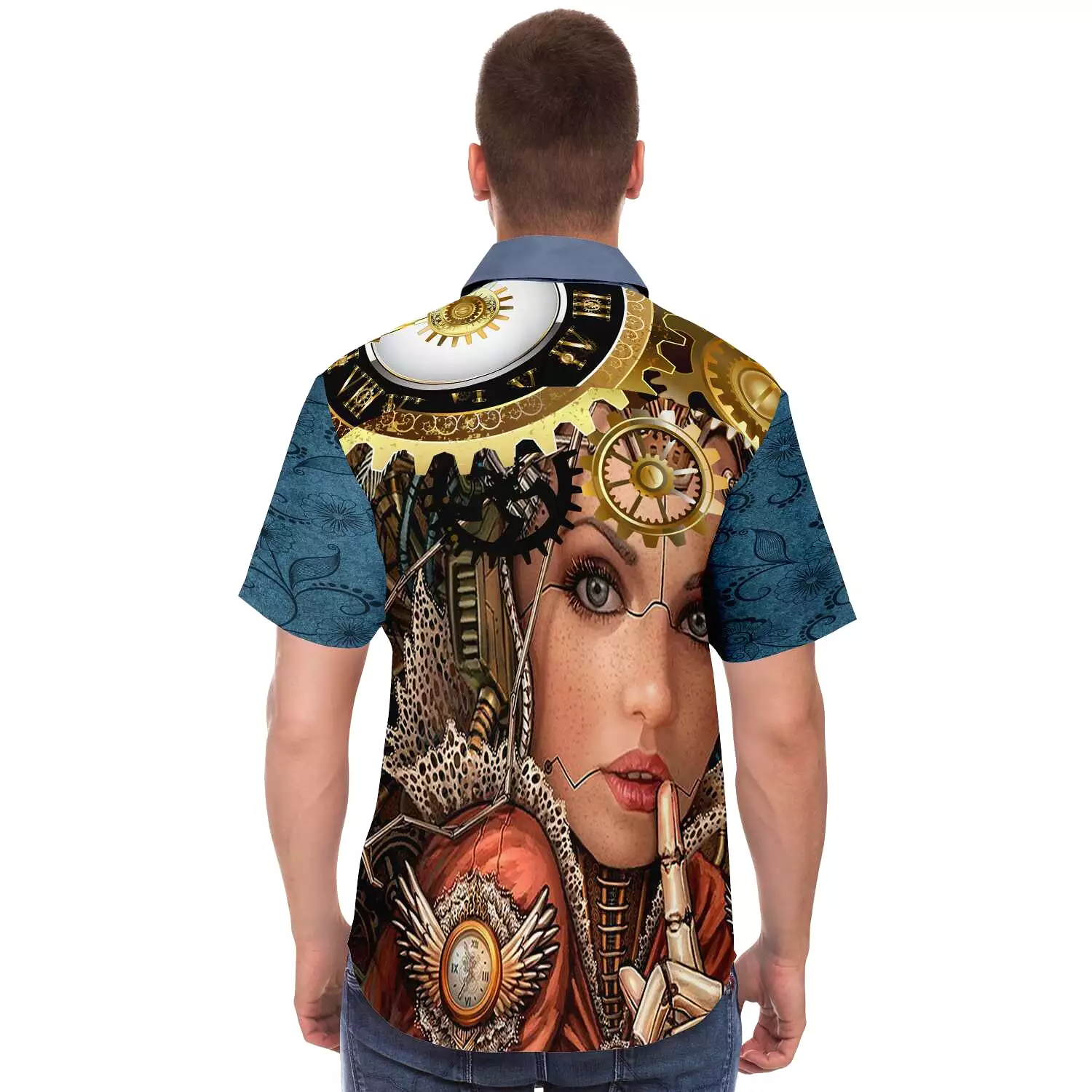 Steampunk Galatica Short Sleeve Button Down Shirt