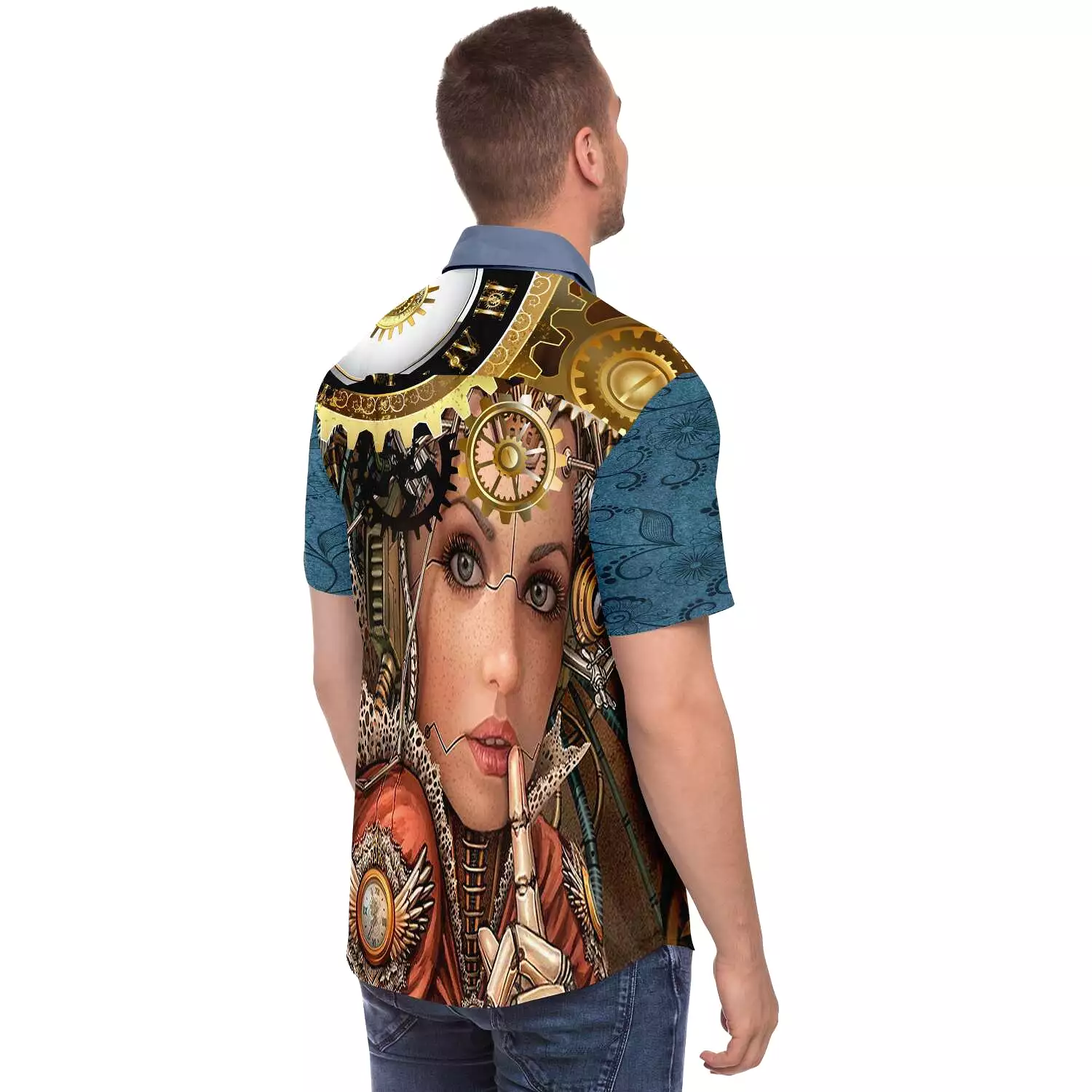 Steampunk Galatica Short Sleeve Button Down Shirt