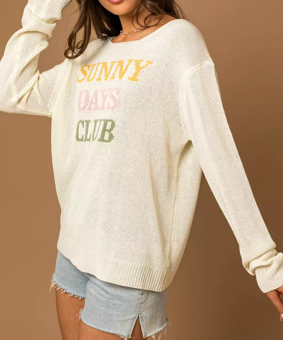 Sunny Days Club Sweater Top - White