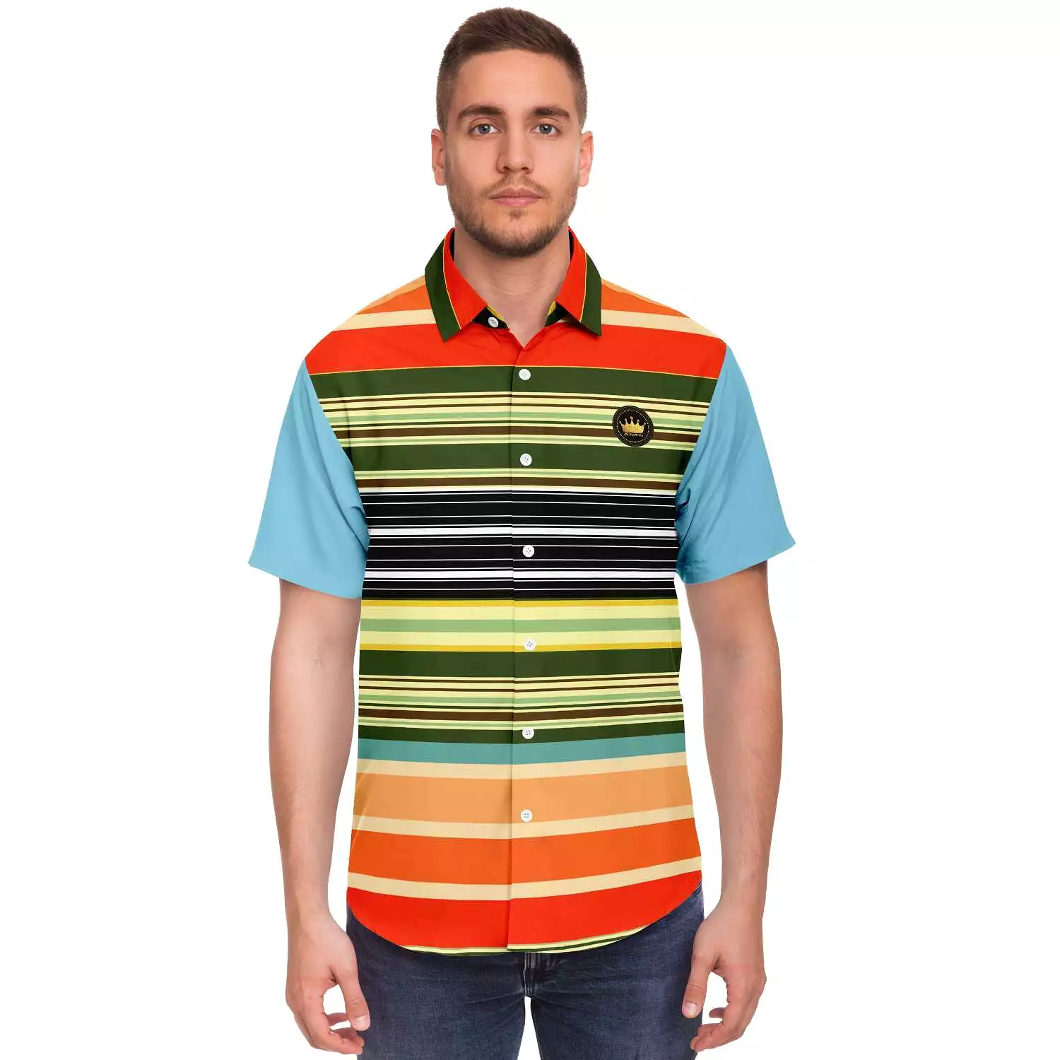 Tequila Sunrise Short Sleeve Button Down Shirt