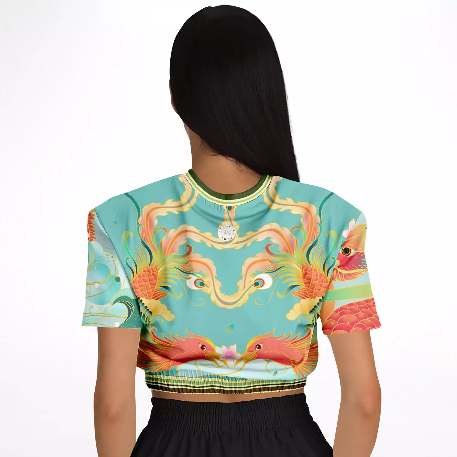 The Koi Dragon Short Sleeve Cropped Eco-Poly Sweater