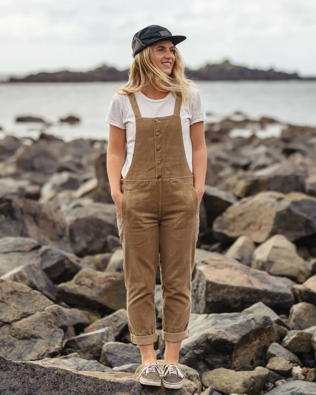 Tiaga Cord Dungarees - Biscuit