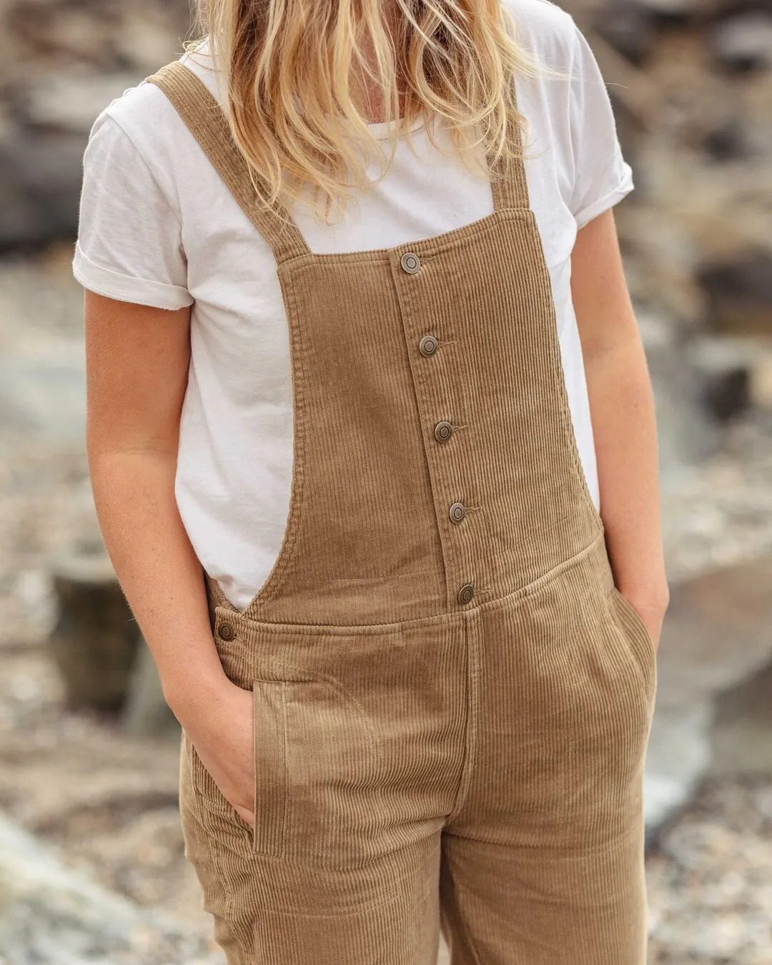 Tiaga Cord Dungarees - Biscuit