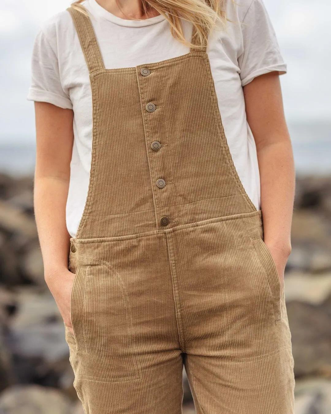 Tiaga Cord Dungarees - Biscuit